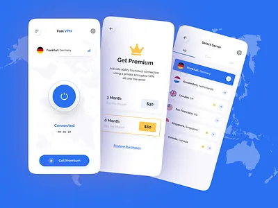 FAST VPN APP UI 2022 app apps apps design blue app branding design modern ui mrchaudhari ui ui kit uiux ux design vpn vpn app vpn app design vpn ui