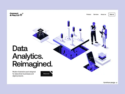 Data analytics - landing page design 3d analytics characters chart data design illustration isometric landing page ui website