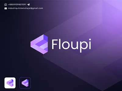 Modern F Letter Blockchain Logo 3d abstract logo bitcoin blockchain brand identity branding crypto logo crypto wallet cryptocurrency digital wallet ethereum f letter logo fintech geometric logo ico logo logo design modern logo nft nfts