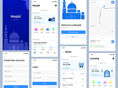 Masjidi - Mobile App app design colors design dribbble dribbble design dribbble shot icon design icons illustration ios masjidi app mobile app mobile app design new shot ui user ecp user experience user interface user interface design ux