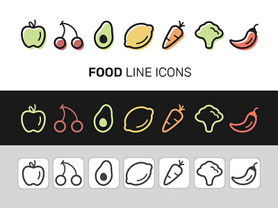 Vector vegetarian food line icons app banner branding design food graphic design icons illustration line logo site stroke ui ux vector web