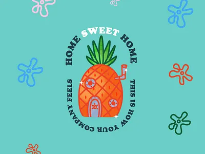 pineapple house bobsponge cartoon good house illustration logo orange pinapple tshirt vector vibes