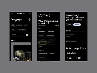 belements: web design, mobile, identity, attributes cards contacts crypto design system estimation identity menu mobile navigation nft page pin product design projects scroll segment send tabs web web design