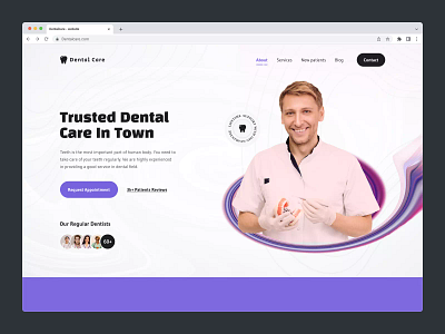 Dental Care Website UI - Header clinic dental dentalimplants dentists doctor hospital landing page landing page design medical orthodontics product design ui uidesign uxdesign webdesign