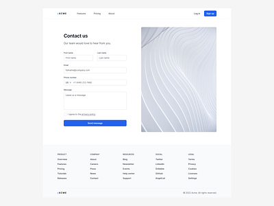 Minimalistic contact form app branding design figma graphic design illustration logo typography ui ux vector