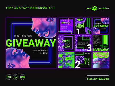 Free Giveaway Instagram Post Template design free freebie giveaway instagram post psd purple template templates