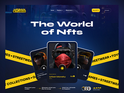 Urban Studio- NFT website design dark version inspiration landingpage landingpage deisgn modern deisgn monkey nft nft nft collection nft landingpage nft marketplace nft website nft world trendy design ui ui design uidesign uiux web website website deisgn