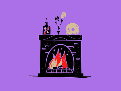 Halloween Characters character fireplace halloween haunted illustration monster procreate skull witch