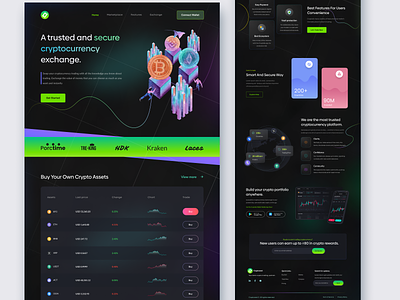 Cryptovest - Cryptocurrency Trading Website Design binance bitcoin blockchain crypto crypto exchange crypto trading crypto wallet cryptocurrency ethernet finane fintech investment landing page ui design uiux web design