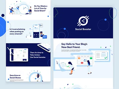 Social Booster Video slider branding calender clean colorful illustraion logo schedule social sharing typogaphy video