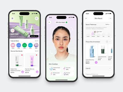 Skincare Mobile App app clean cosmetic fireart health products routine skin ui ux