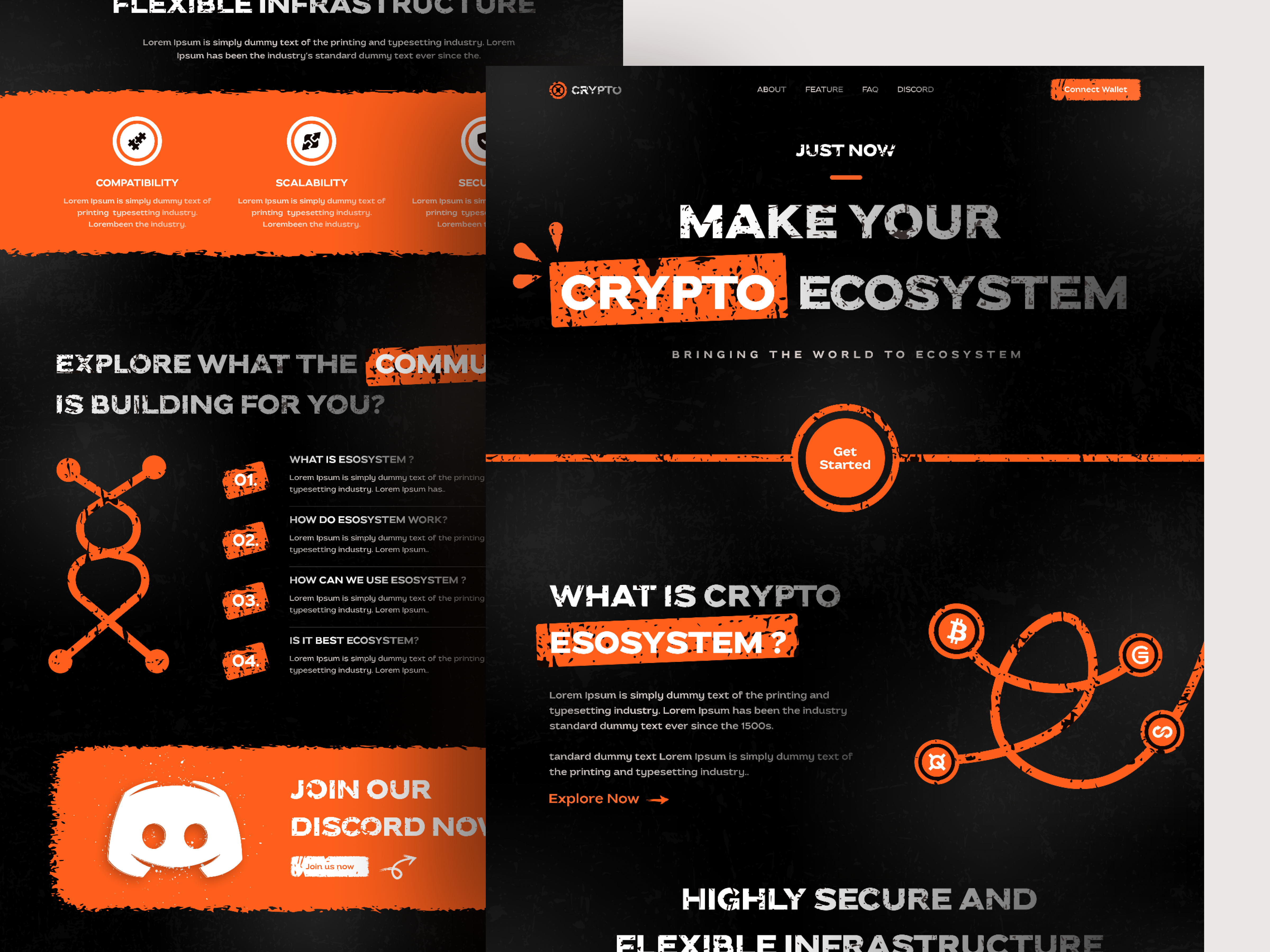 Cryptocurrency Landing Page - Website Design bitcoin blockchain crypto cryptocurrency defi design ecosystem landing page modern template ui ux wallet web design web3 website