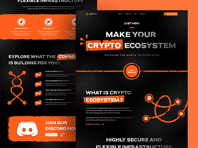 Cryptocurrency Landing Page - Website Design bitcoin blockchain crypto cryptocurrency defi design ecosystem landing page modern template ui ux wallet web design web3 website