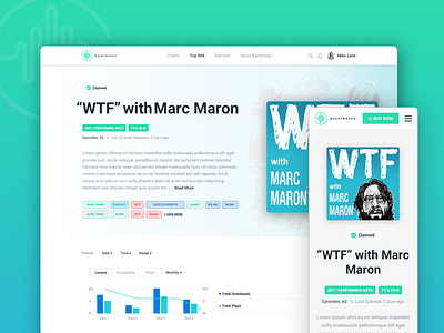 Backtracks - Podcast Analytics application blue clean dashboard design layout ui ui design user interface ux web design