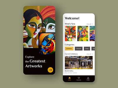 Art Gallery App art artists design exhibition figma gallery mobile ui uiux