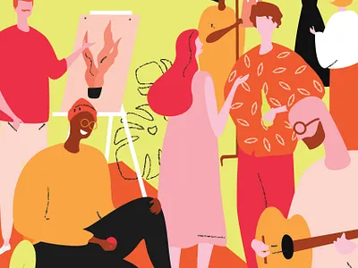 Art Market character graphic design illustration party people poster