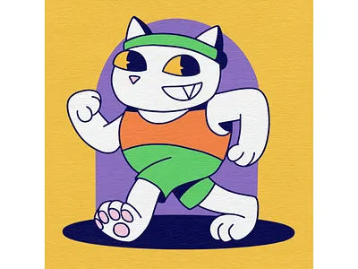 old fashioned catty art cat cuphead design digital fun funny illustration kitty old old fashioned procreate sport vintage