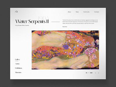 Art Gallery | Shot for practice art art gallery art work artist artwork concept dailyui design exhibition gallery header header idea klimt museum serpents ui ui design water web web design