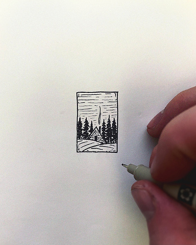 Cabin on a Prairie cabin drawing forest hand drawn illustration joe horacek little mountain print shoppe prairie sketch