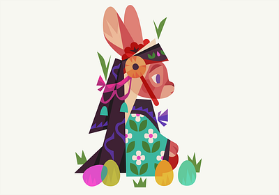 Primal Easter Bunny animal bunny easter illustration vector