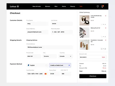 DailyUI002 - Credit Card Checkout Screen with Order Summary checkout creditcard dailyui ecommerce minimalist screen ui ux visual web