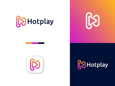 Hotplay Modern Logo Design brand identity brand mark branding business logo creative design graphic design h logo icon illustration logo logo design logo designer logotype minimalist modern logo play icon play logo player logo vector