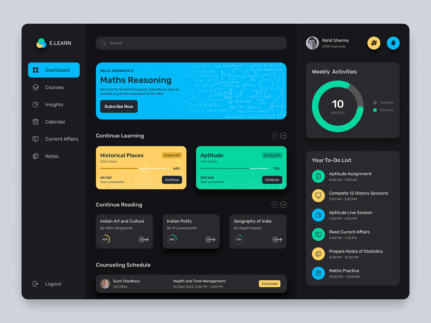 Student Dashboard by Yudiz Solutions Ltd on Dribbble