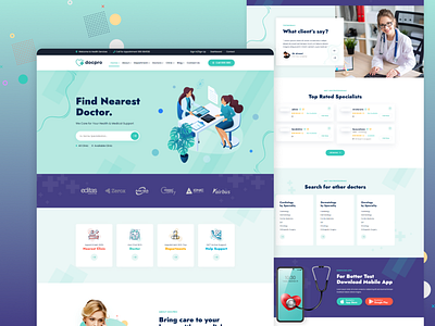 Docpro - Doctors directory WordPress Theme book online clinics creative design doctor location doctor reviews doctors doctors directory illustration logo medical directory medical visit treatment ui