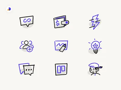 DesignMate - Icon Set brand brand identity branding color design flat graphic design hand drawn icon iconography icons identity illustration logo ui ui icon ui icons vector