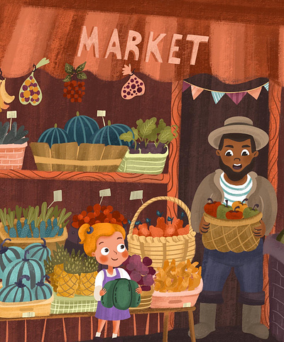 Market book character character design children childrens book childrens illustration design girl illustration kidsbook market