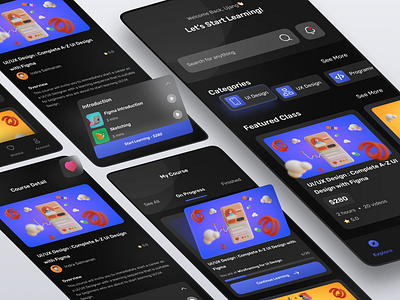 Online Course App course course app design education education app learning learning app mobile mobile app online course online course app ui ux web design