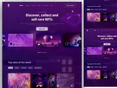 NFT MarketPlace - UI art crypto cryptocurrency ethereum landingpage modern nft nftmarketplace nfts ui uidesign web design