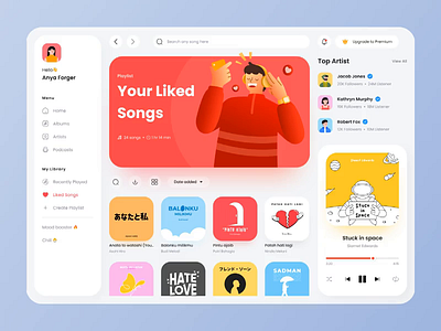 Playys - Music Streaming Dashboard animation branding dark dashboard design figma illustration light music red ui ux vector