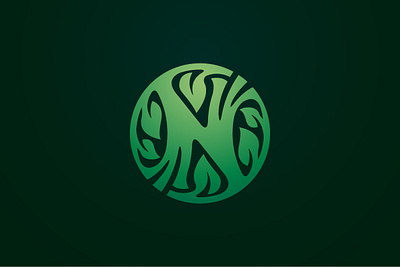 Nature N or Z Logo alphabet branding circle design exclusive gradient green illustration initial leaf leaves letter logo n natural nature plant simple tree vector