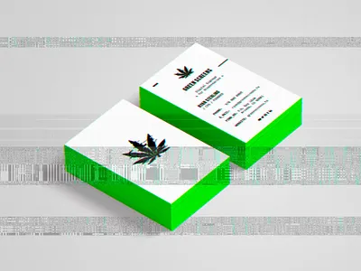 GreenScreens business cards design art direction branding business card cannabis store corporate identity dispensaries embossing fluo fluo pantone glitch graphic design graphiste freelance green logo logo design print