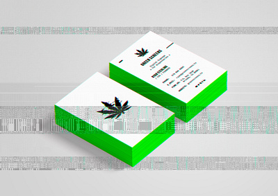 GreenScreens business cards design art direction branding business card cannabis store corporate identity dispensaries embossing fluo fluo pantone glitch graphic design graphiste freelance green logo logo design print