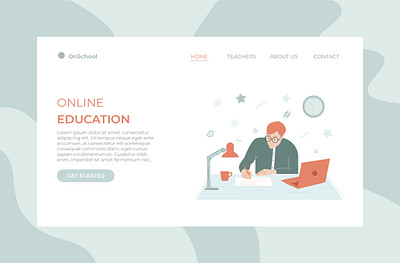 Landing page for online education website design education graphic design illustration landing page learning online student ui university vector