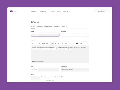 Osiris – Settings app application blockchain branding crypto design layout logo mintpass nft osiris product design type typography ui user experience user interface ux web design web3