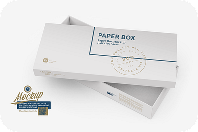 White Paper Box Mockup Half Side View design food illustration logo mock up mockup package packaging psd template