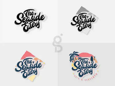 "The Seaside Eatery" Lettering Logo. branding design flat logo graphic design hand drawn logo illustration lettering logo logo design logo maker logodesign restaurant logo typography ui vector