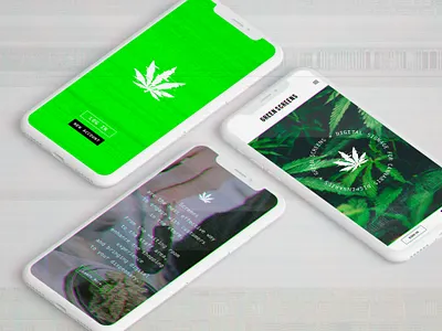 GreenScreens responsive web design app design art direction branding cannabis store corporate identity digital graphic design graphiste freelance green logo logo design uiux web design weed