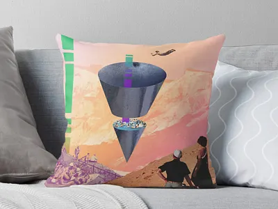 HARMONY Pillow art collage furniture futurism interiors merchandise photoshop pillow products red bubble retrofuturist surreal