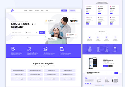 Job Portal - Website Landing Page dentist website healthcare job site job finder job portal job posting job searching jobpost landing page medical jobsite modern design searching trend 2022 trendy design ui trend ui ux design uidesign user expression user interface uxdesign website landing page