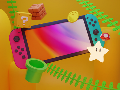 Nintendo - 3D Illustration 3d 3dblender blender design graphic design illustration mario nintendo super mario