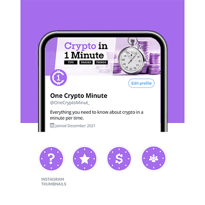 One Crypto Minute adobe illustrator akoredeidris banner branding crypto graphic instagram logo onecryptominute photoshop twitter