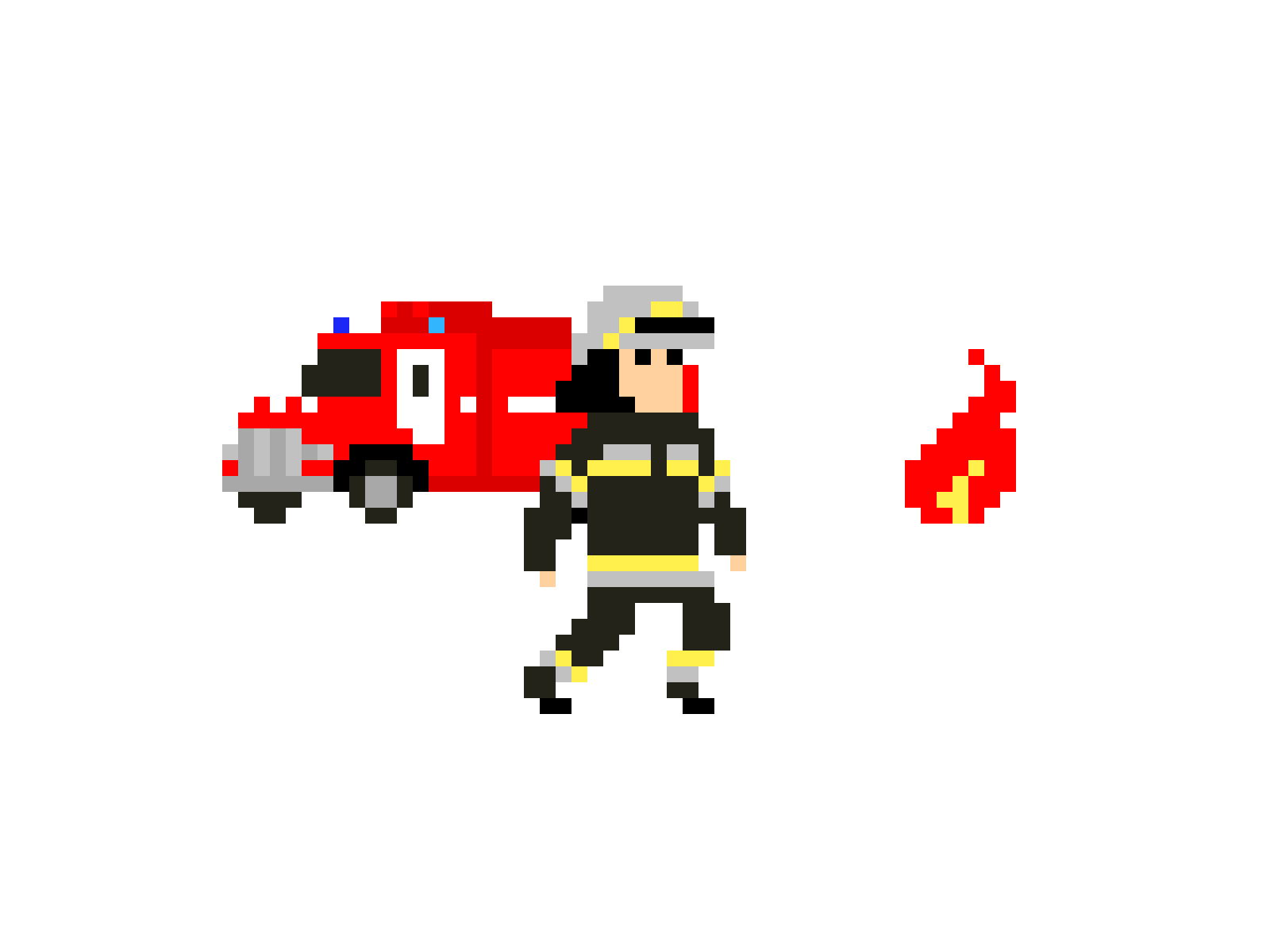 Firefighter animation character digital fire firefighter hero illustration oldschool pixelart rescue