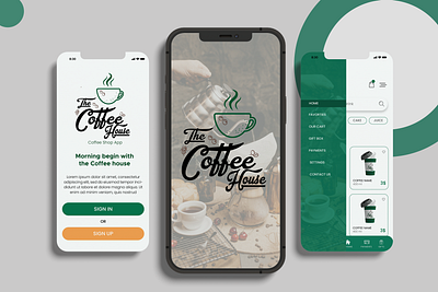The Coffee House-Mobile App app app design app screen branding coffee coffee app coffee application coffee house illustration landing page mobile application mobile screen prototyping screens signin signup ui uiux website xd