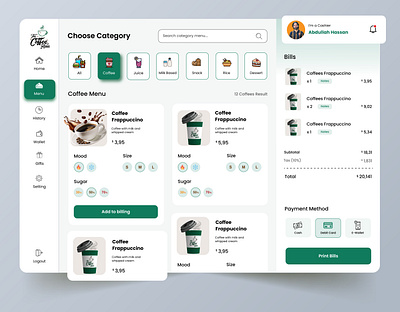 The Coffee House-Dashboard app app screen application design branding coffee coffee app coffee dashboard coffee house dashboard dashboard design dashboard screen design mobile app mobile screen pos ui uiux