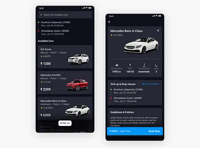 Car Rental App car rental app design product design ued ui user experience visual design