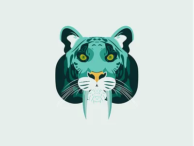 Saber-Tooth Tiger adventure blue cat illustration jungle tiger vector